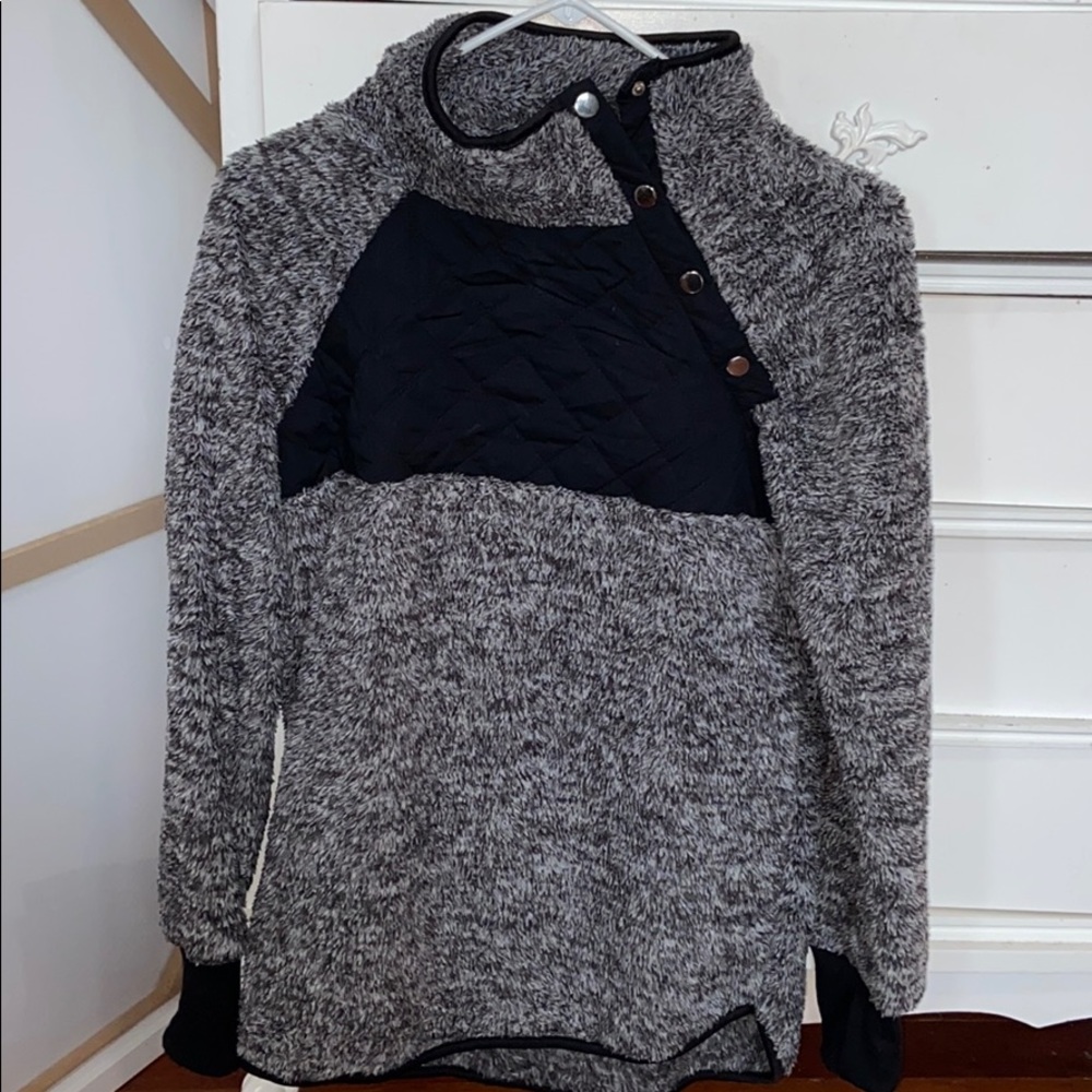 Black and Grey Sweater Jacket